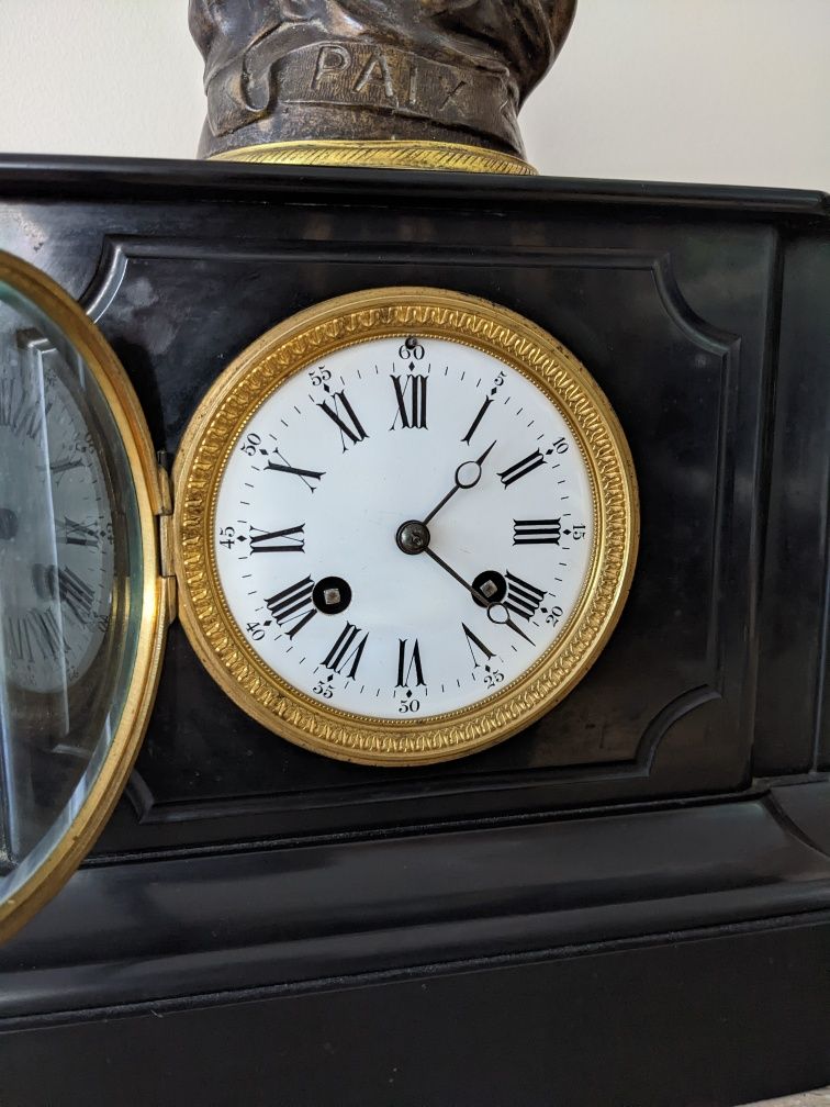 Zegar kominkowy, figuralny, Samuel MARTI, Francja XIXw. Stan super.