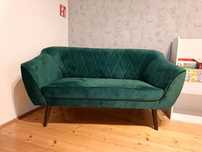 Sofa skandynawska kanapa butelkowa zieleń zamsz