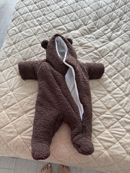 Зимовий дитячий комбінезон шоколадного кольору, 68-74 розмір