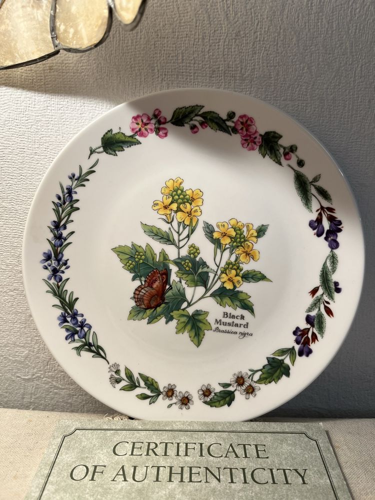 *KOMPLET 8 Elegancki ROYAL WORCESTER ZIOŁA MOTYL Vintage Kwiaty Talerz