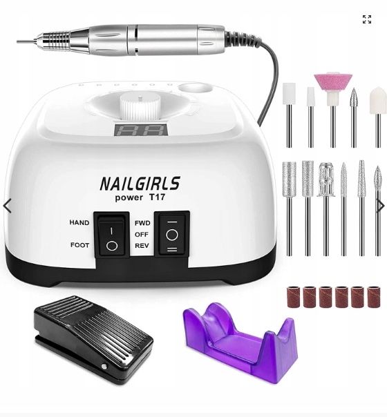 Frezarka do paznokci 11 w 1 z pedałem T17 ZESTAW, 25 W