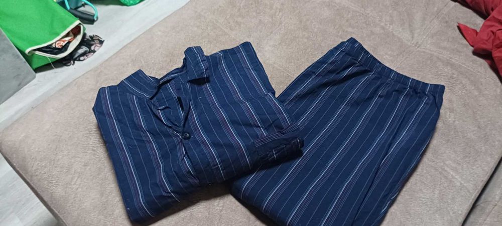 Пижама (рубашка + штаны) мужская хлопковая р.60 на высокий рост