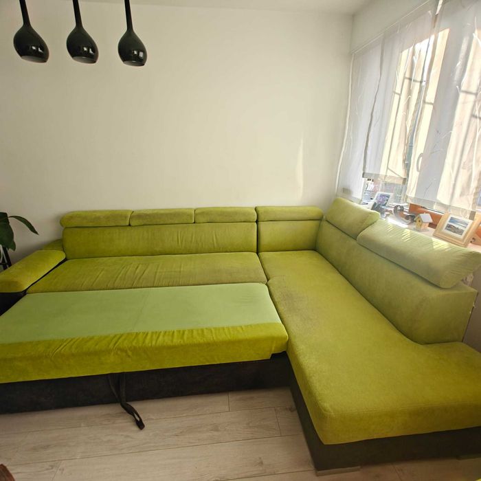 Używana zielona sofa narożnik tylko 300 zł