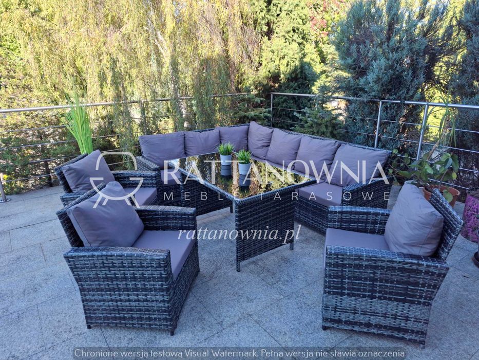 Narożnik Ogrodowy Duży Komplet Mebli Ogrodowych 8-10 os. WYPRZEDAŻ !!!