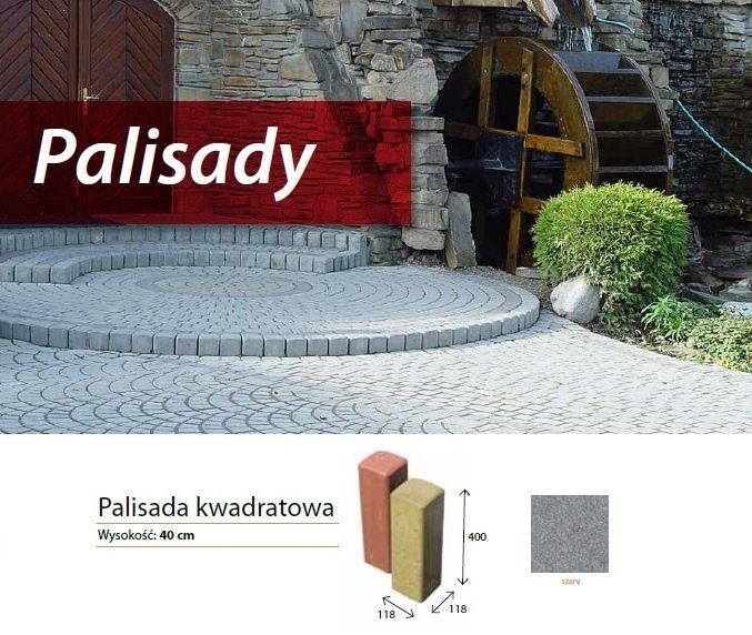 Palisada ogrodowa betonowa kwadratowa Chyżbet 40 cm szara kolor szary