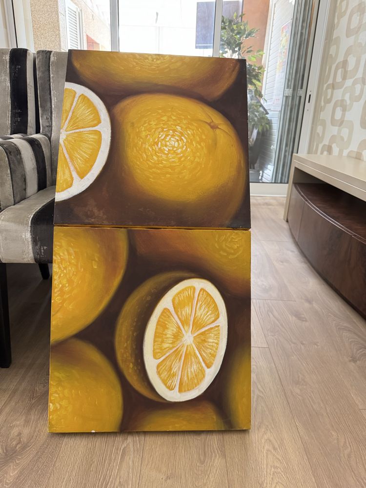 Telas pintadas com laranjas 100x100cm