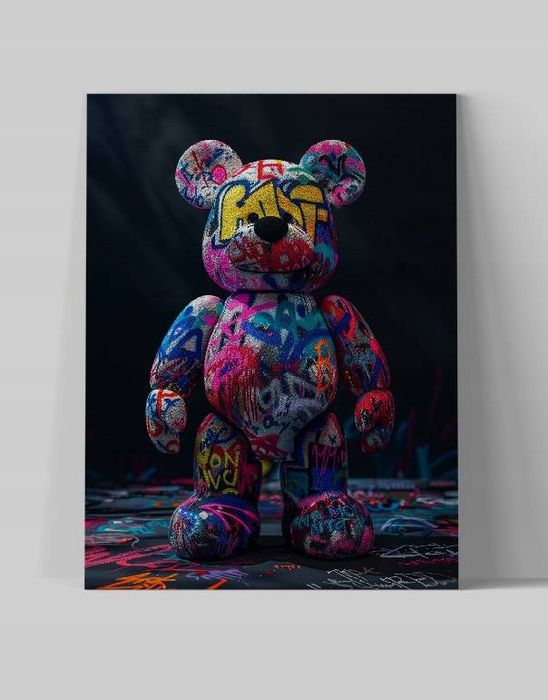 Obraz na płótnie "Grafitti Miś" 45x60 cm – Nowoczesny styl do wnętrz