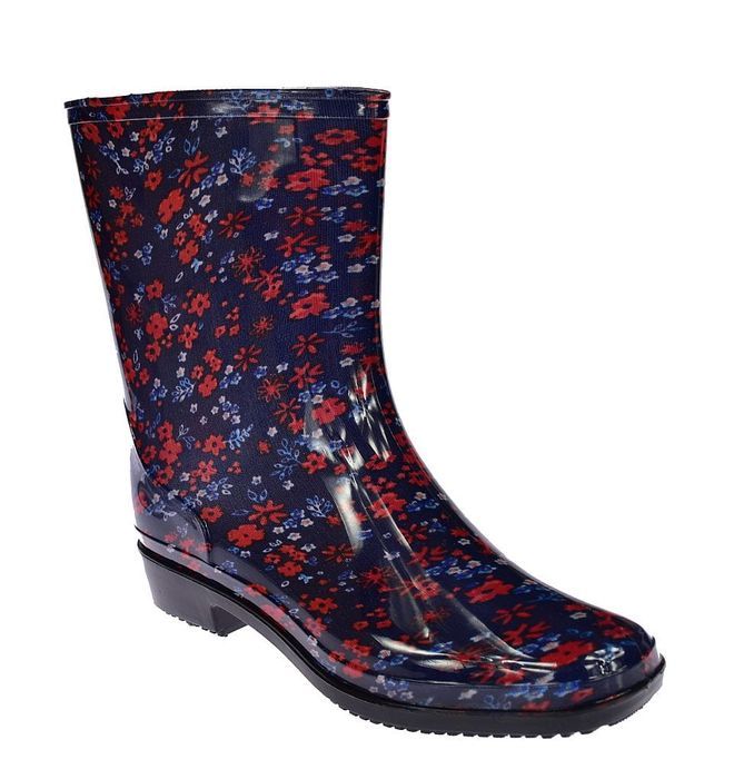Kalosze damskie gumowce kwiaty ANX-01 Red-2 rozm 41