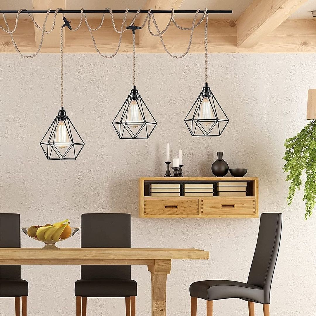 FRIDEKO HOME Lampa wisząca z wtyczką, 3-punktowa oprawa lampy E27