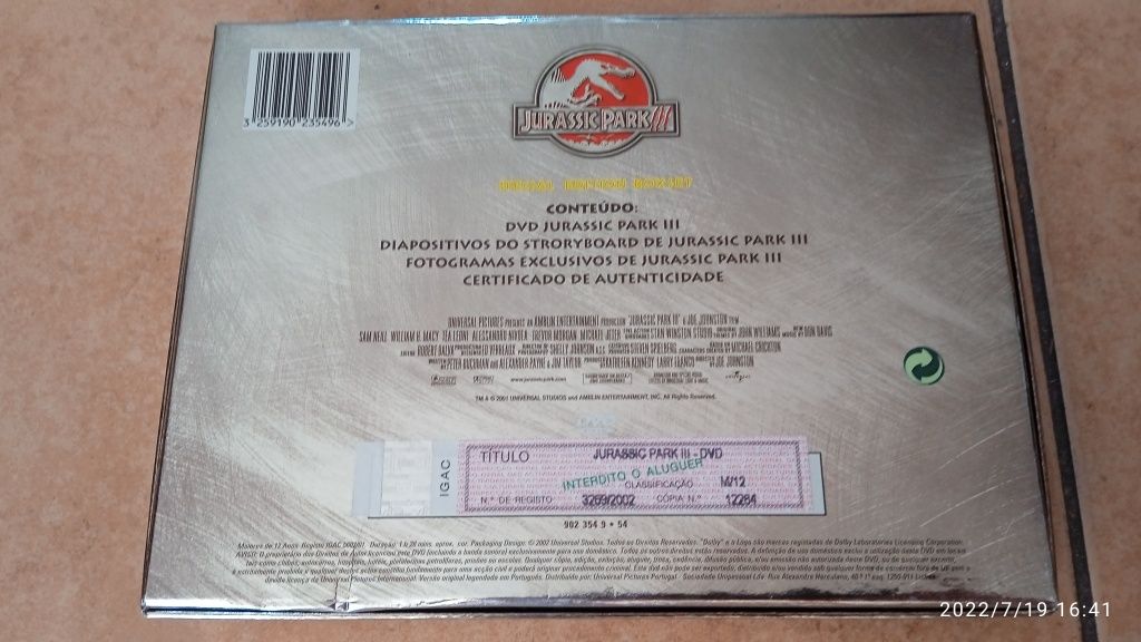 DVD Filme Parque Jurássico 3 (colecionador)