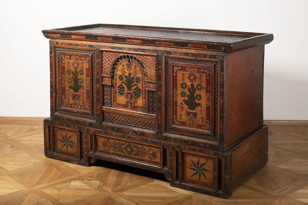 Arca/Baú de Pinho Pintado, Alpbach, Tirol - Datado de 1783