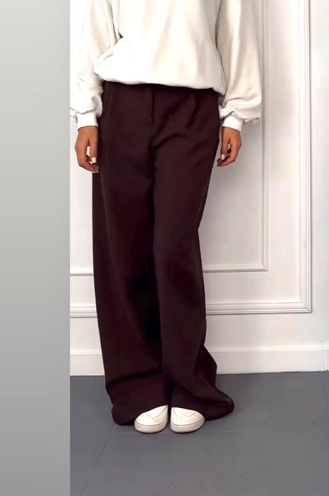 М Л новые с бирками Палаццо брюки шоколадный цвет широкие wide leg