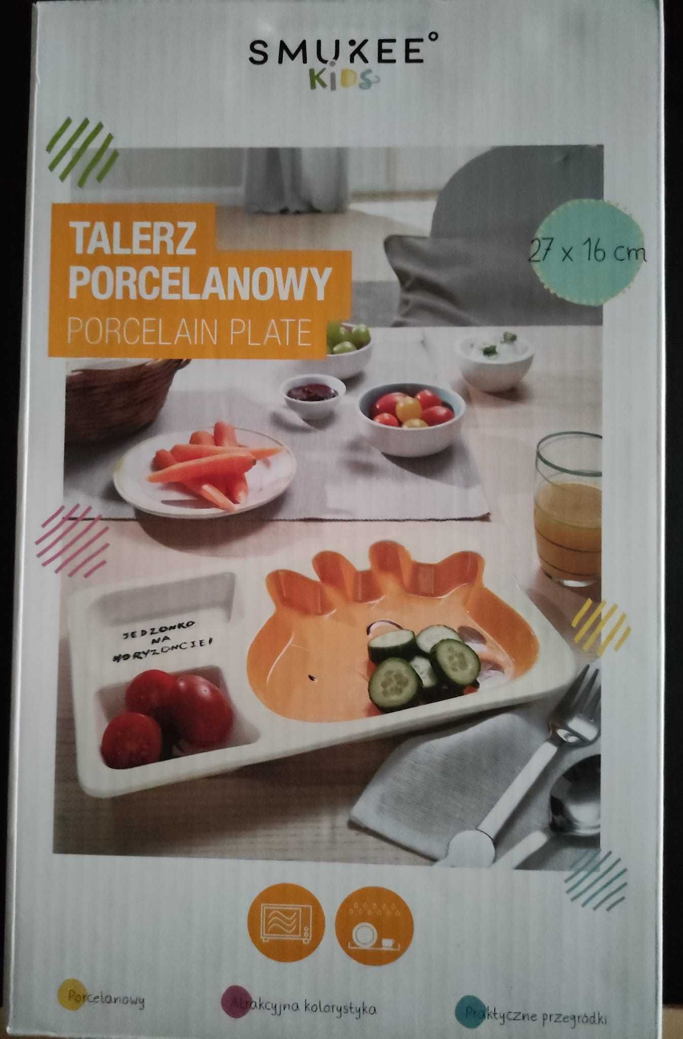 Talerz porcelanowy dla dzieci Smukee + gratis śliniak :)