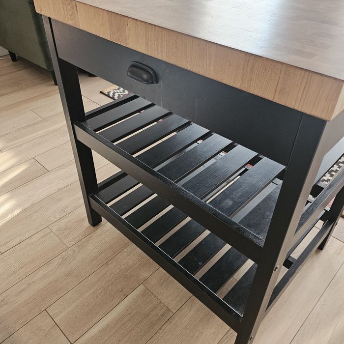 Wyspa kuchenna czarny/dąb 79 x 62,5 x 90