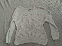 Sweter ażurowy plus size 48 beż