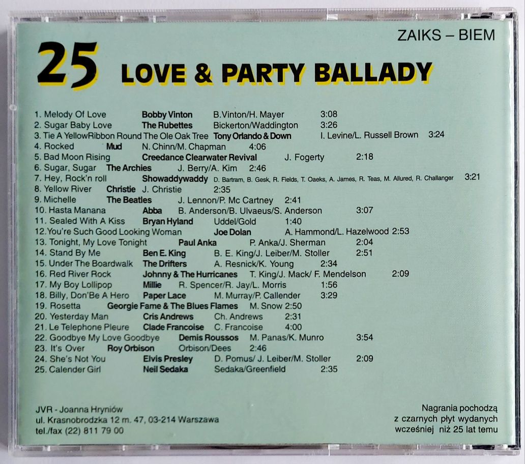 25 Love & Party Ballady Abba Elvis The Rubettes The Beatles Mud