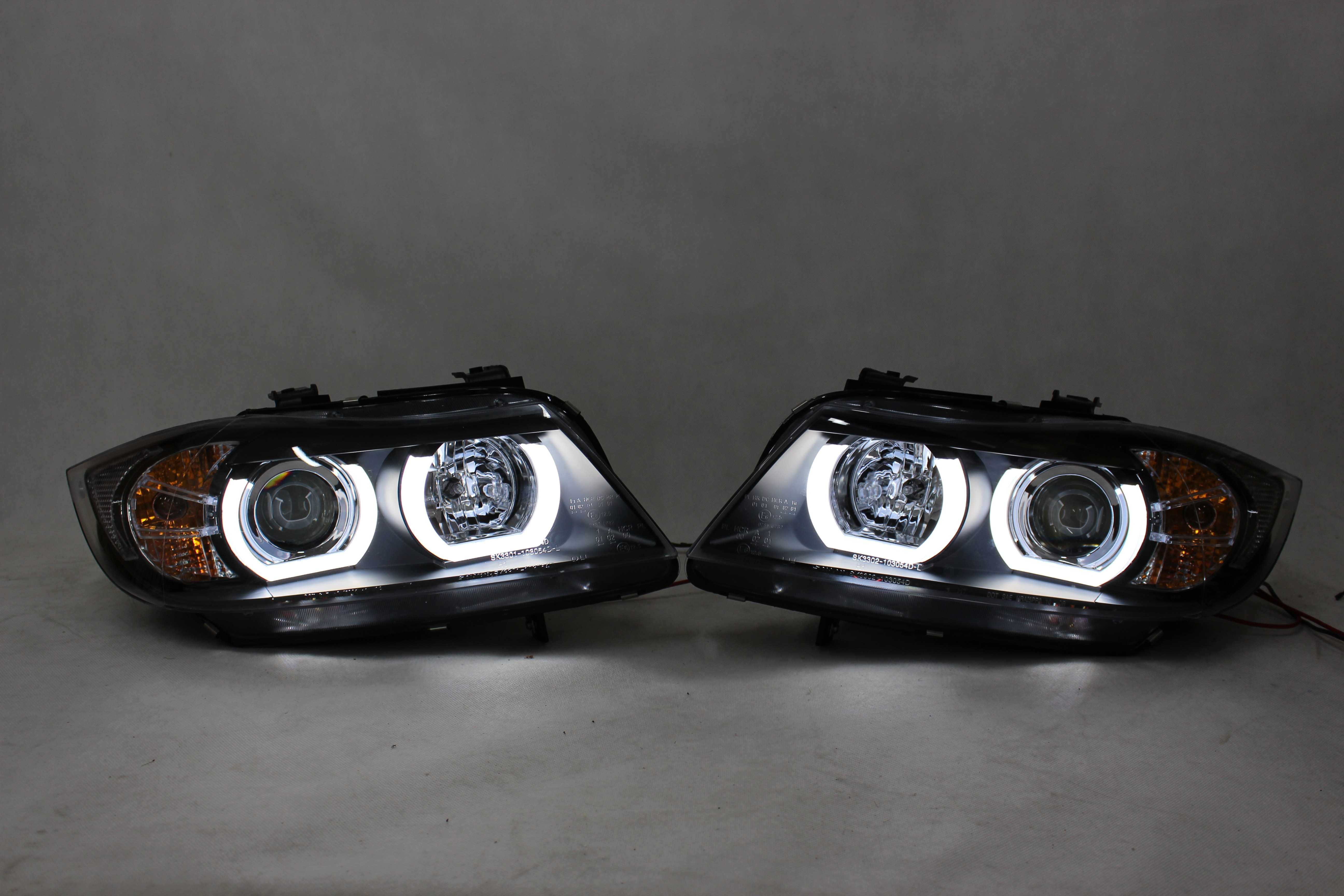 Lampy reflektory przednie przód BMW E90 05-08 H7 RINGI LED U-BAR NOWE