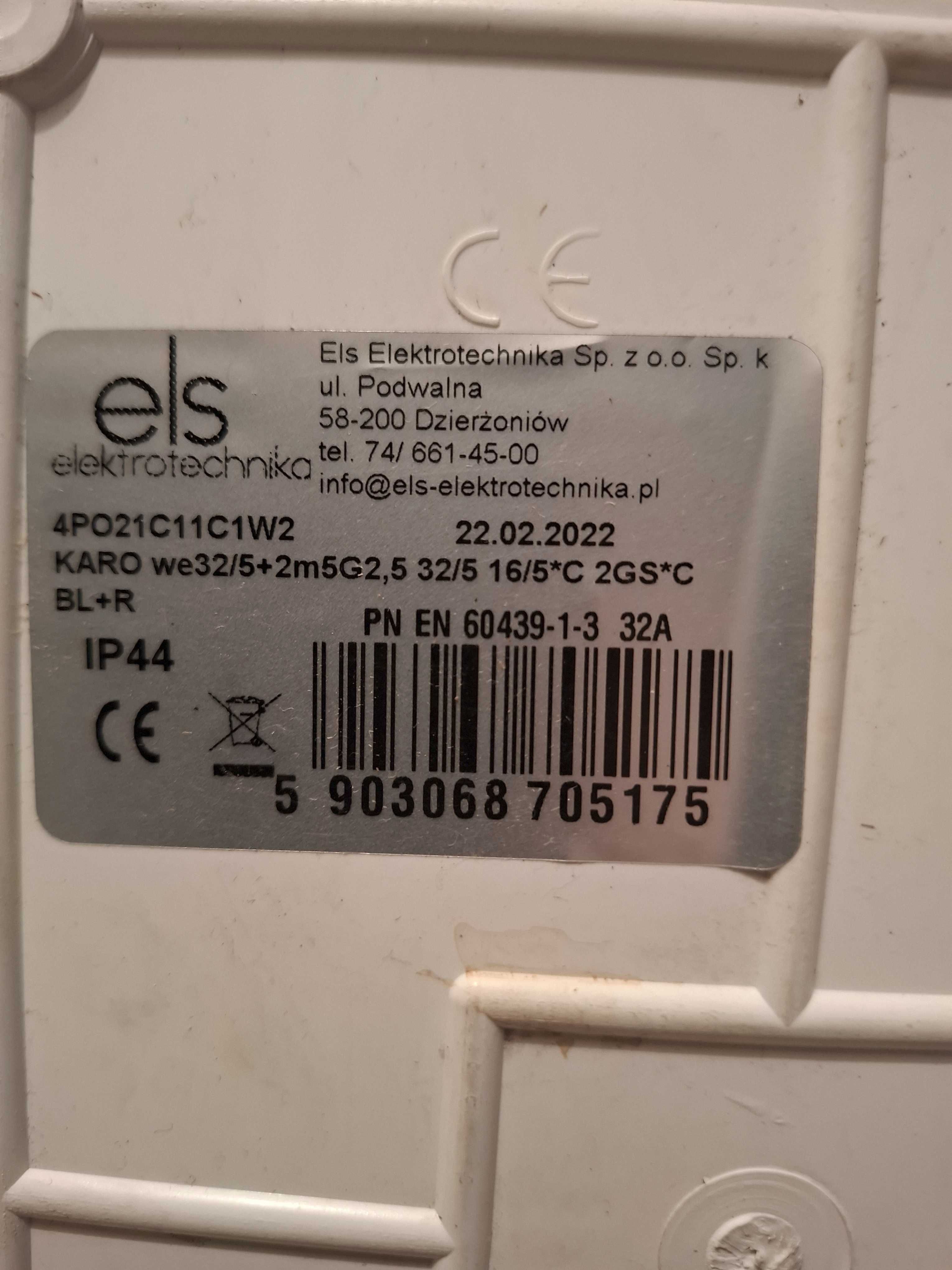 Rozdzielnica  els elektrotechnika + wtyczka zasilająca + 2m kabel