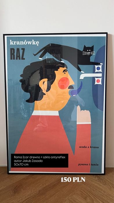 Plakat „kranówka raz” rama szkło antyreflex