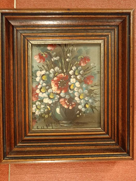 Obraz olejny - Miniatura , sygnowany - Ręcznie mal +rama