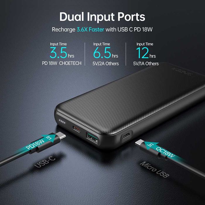 Повербанк Choetech PD 20W + QC USB-A/USB-C 18W 10000mAh (новый)