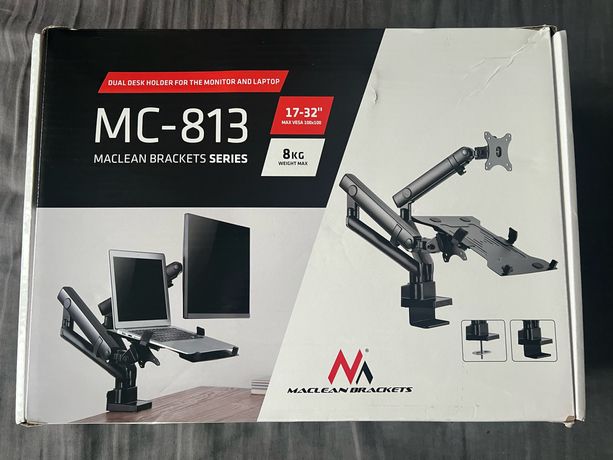 Uchwyt biurkowy podwójny do monitora i laptopa MACLEAN MC-813