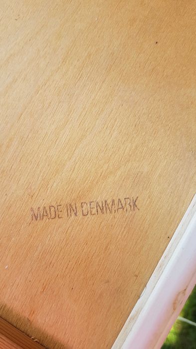 półka drewniana bielona duńska z szufladką