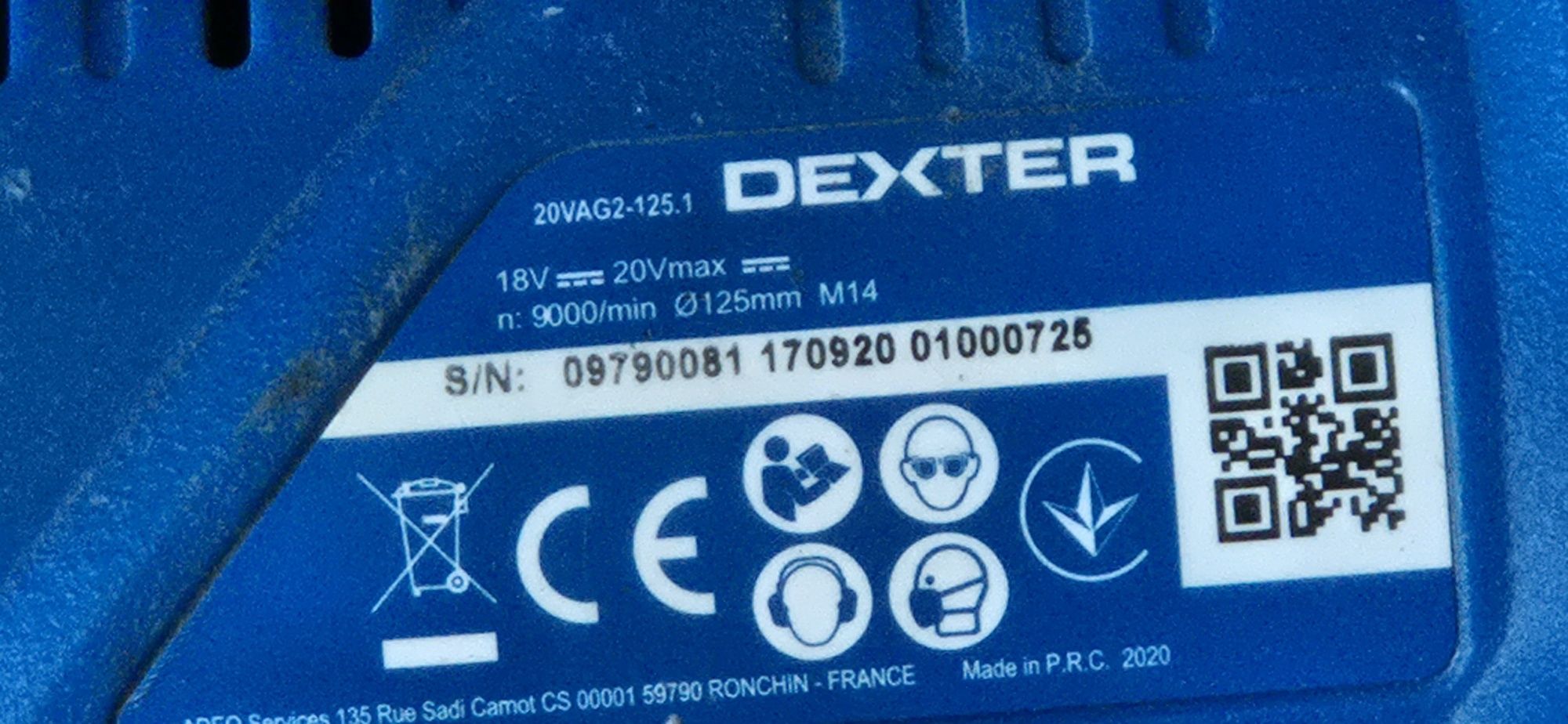 Szlifierka Dexter 20VAG2-125.1
