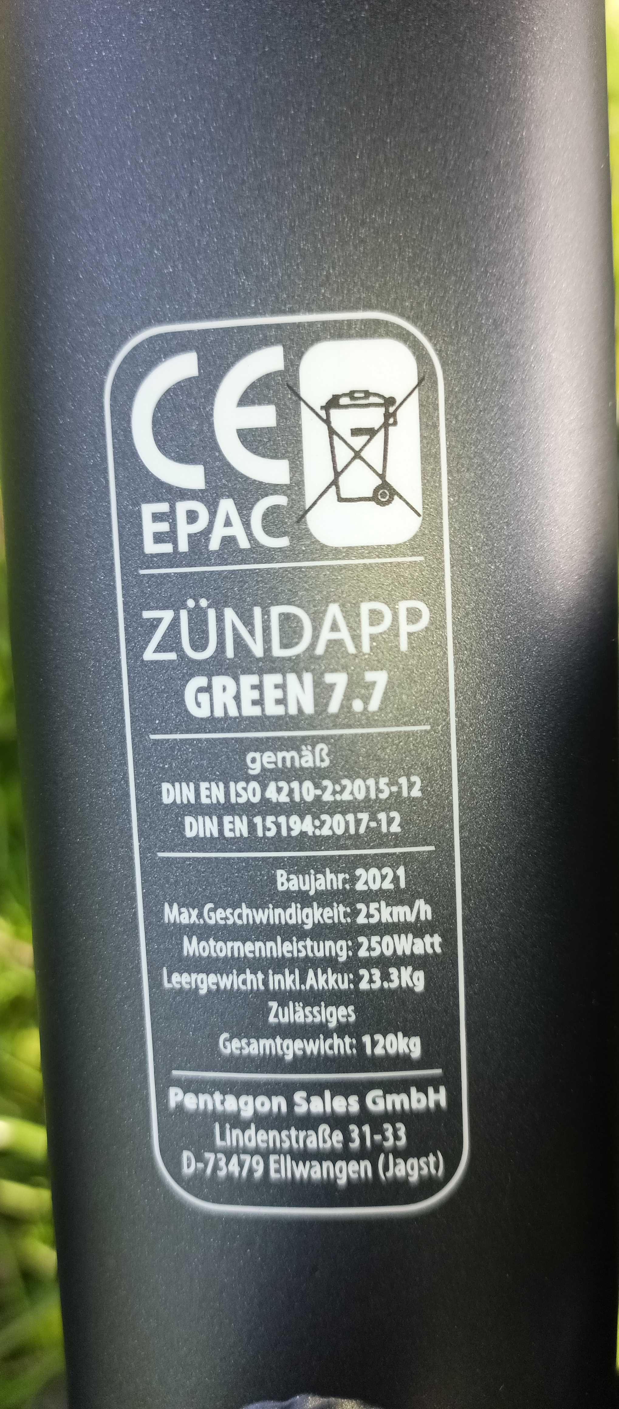 Elektryczny rower ZÜNDAPP GREEN 7.7. Producent Niemcy!