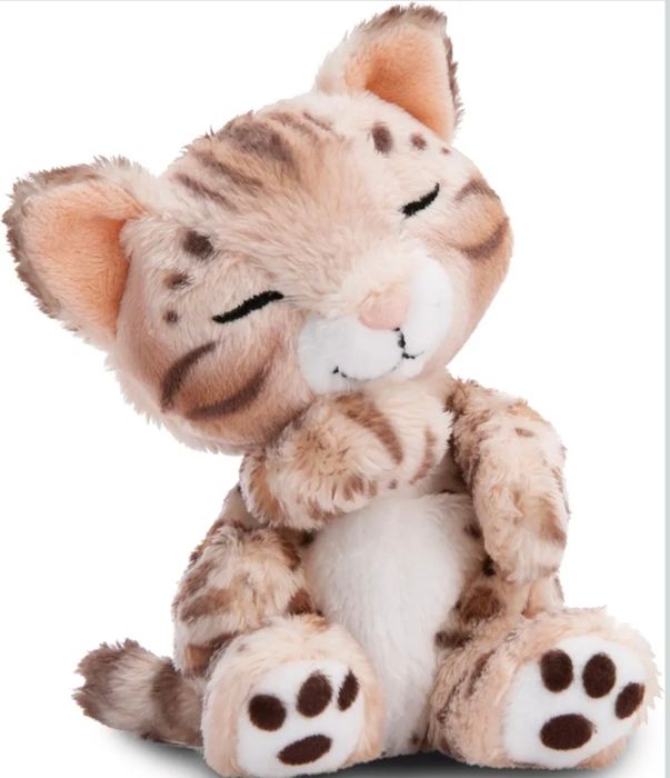 Плюшевая игрушка NICI Бенгальский кот 12 см, спит в корзине . Новый.