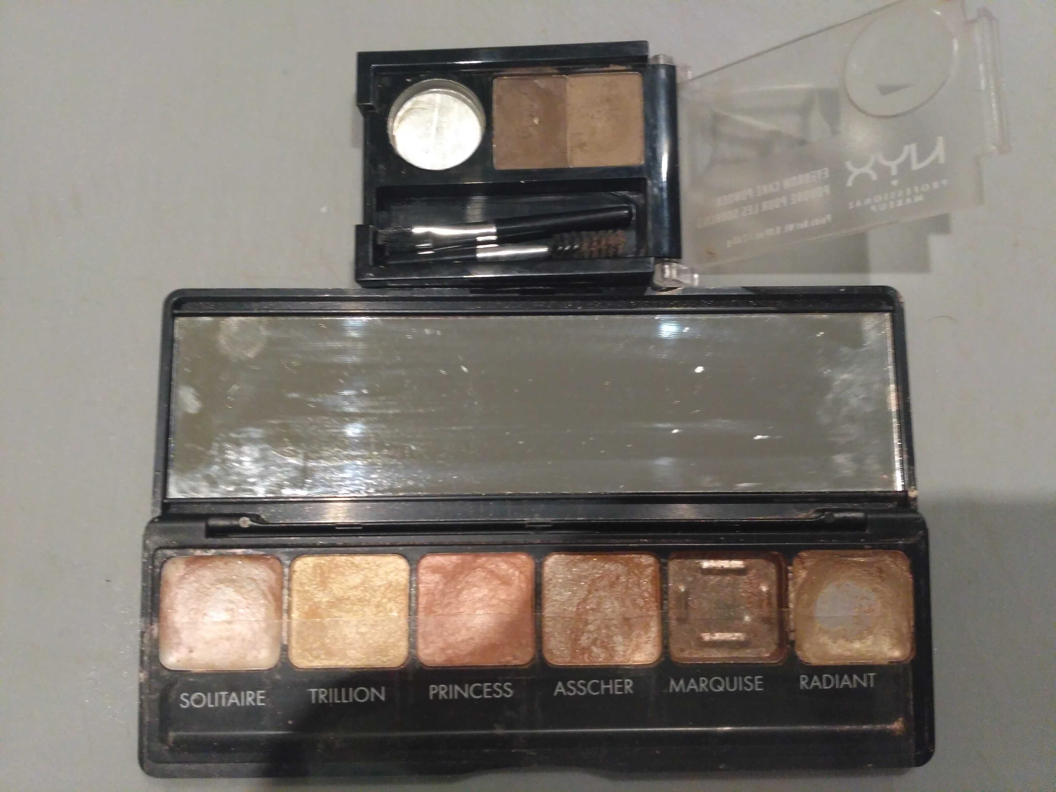 zestaw dwóch palet: Sleek cienie do powiek i NYX paleta do brwi
