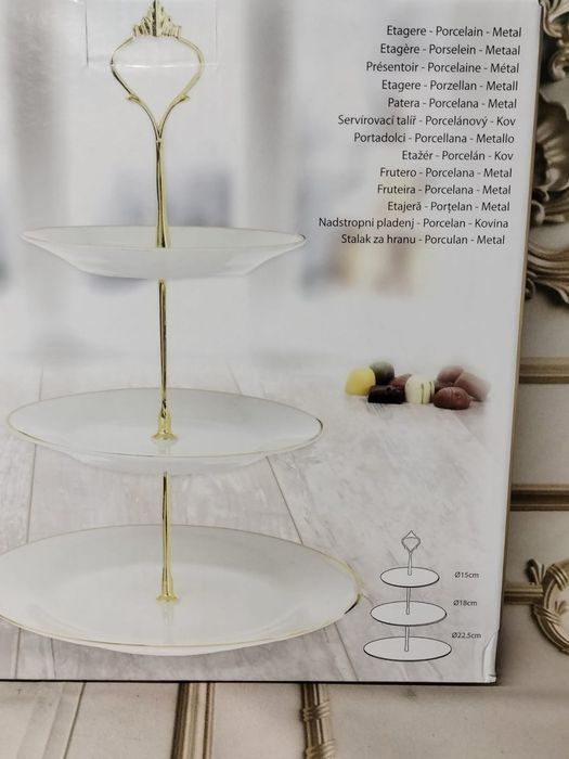 Patera 3 rzędowa biało złota