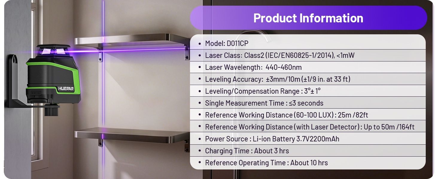 Новинка! Huepar D011CP Лазерний рівень,Purple laser