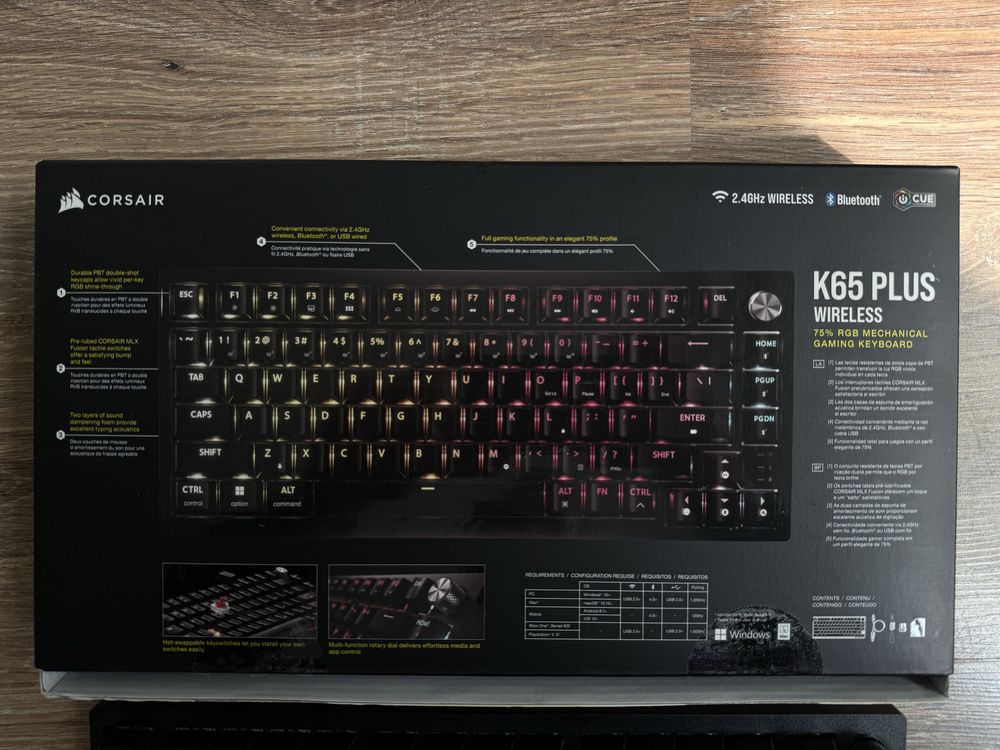 Corsair K65 Plus Wireless Tactile jak nowa gwarancja