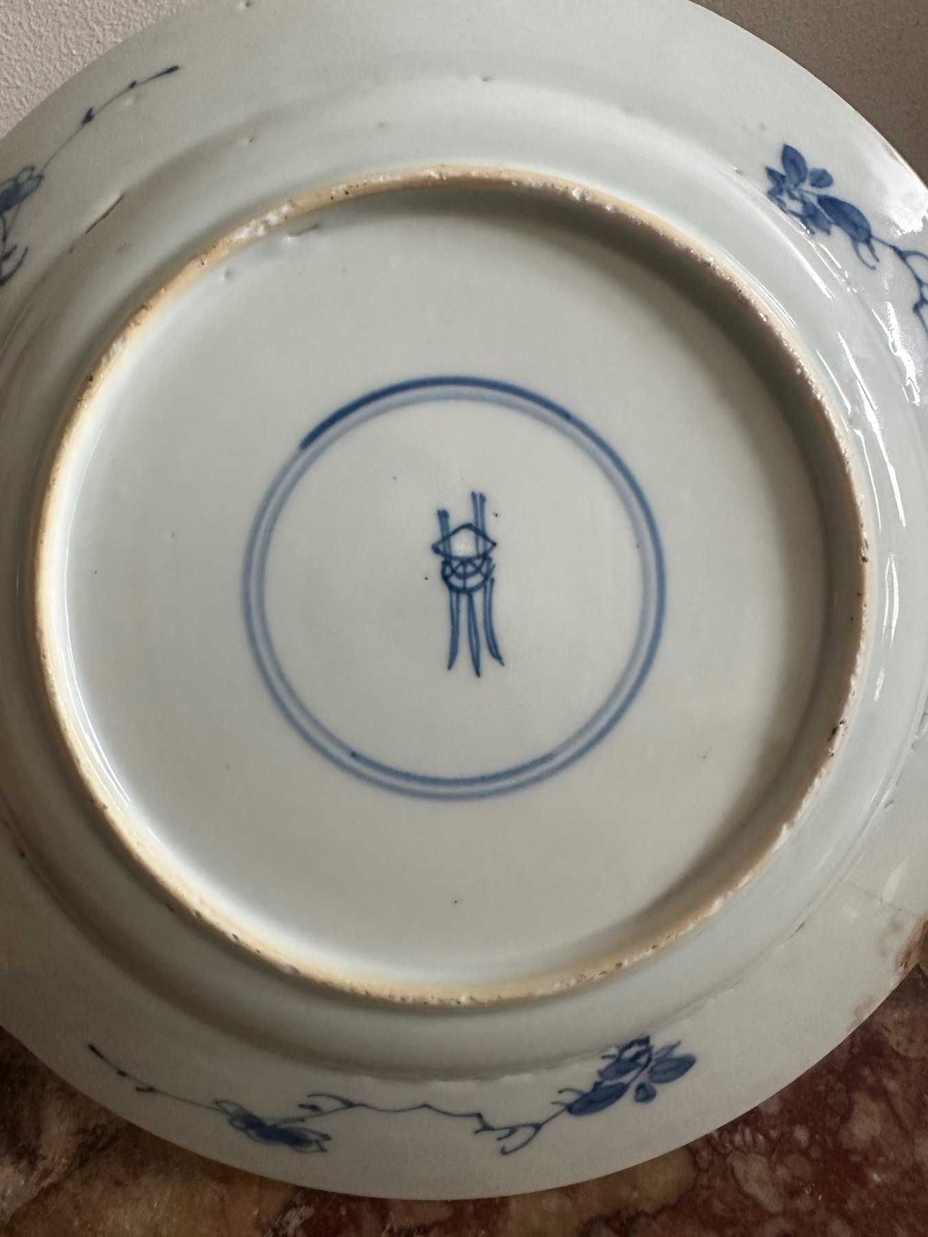 Prato de Porcelana Chinesa dec azul e branco, porcelana de exportação