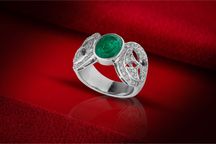 Pierścionek z brylantami 0.75ct i szmaragdem