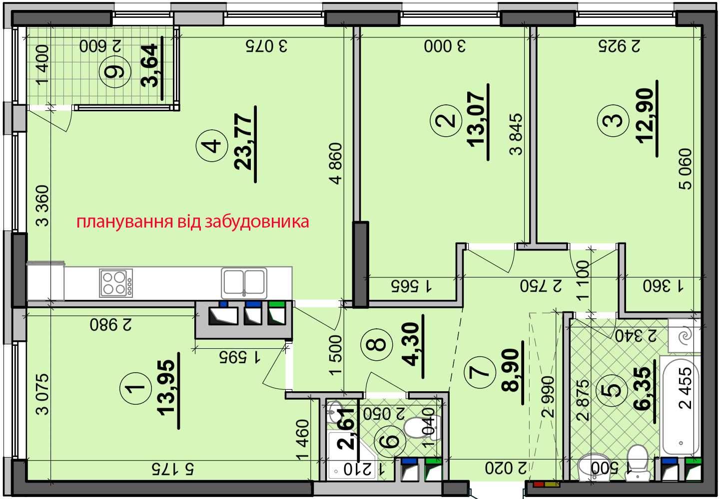 Видова 3/4к квартира (90 кв.), ЖК Seven, ремонт 85%, метро Осокорки