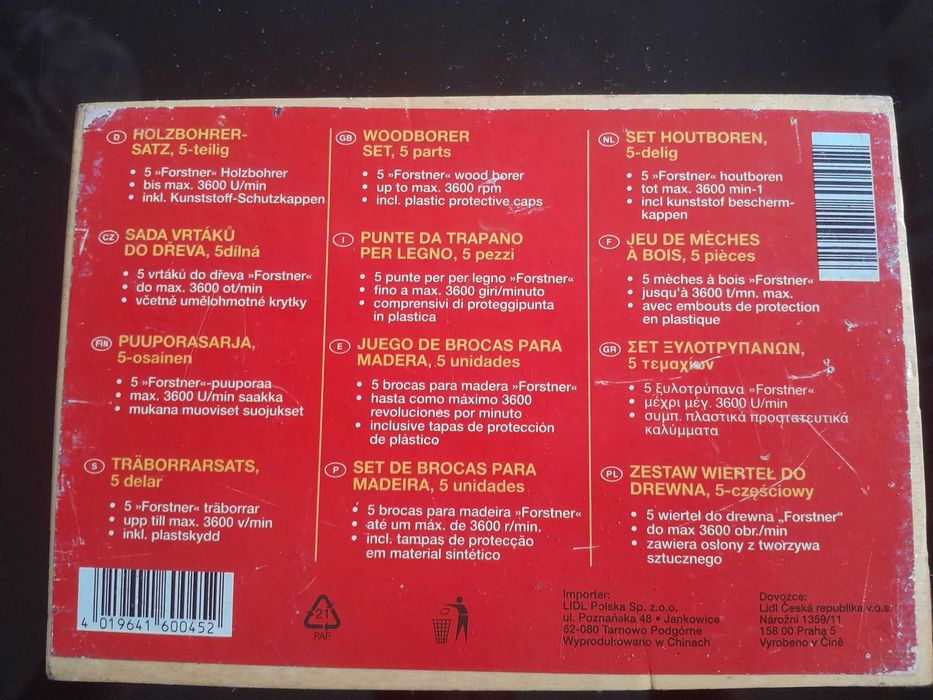 Conjunto de 5 brocas para madeira Forstner - NOVAS