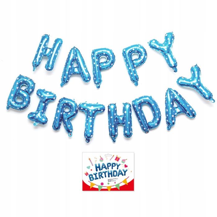 Oro Party Dekoracja Girlanda balonowa Happy Birthday Blue Star 40 cm