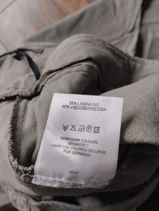 Lniane spodnie khaki z prostą nogawką