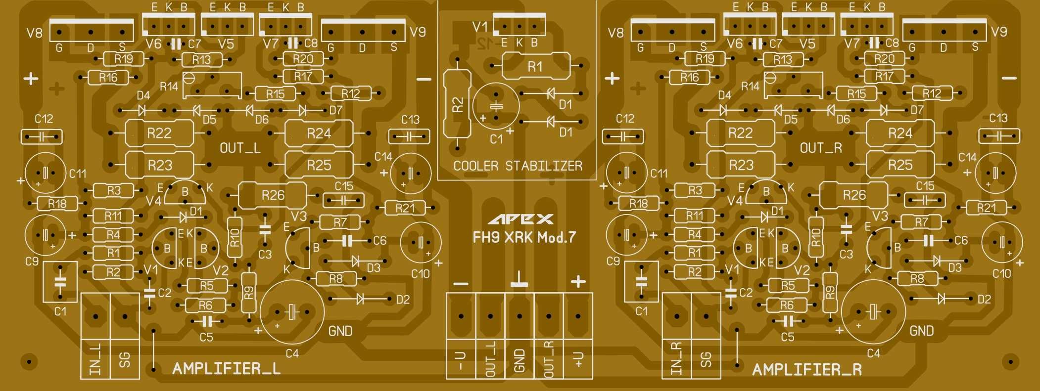 Усилитель  (блок УНЧ)  APEX-FH9 XRK  (2х140Вт) на полевых транзисторах