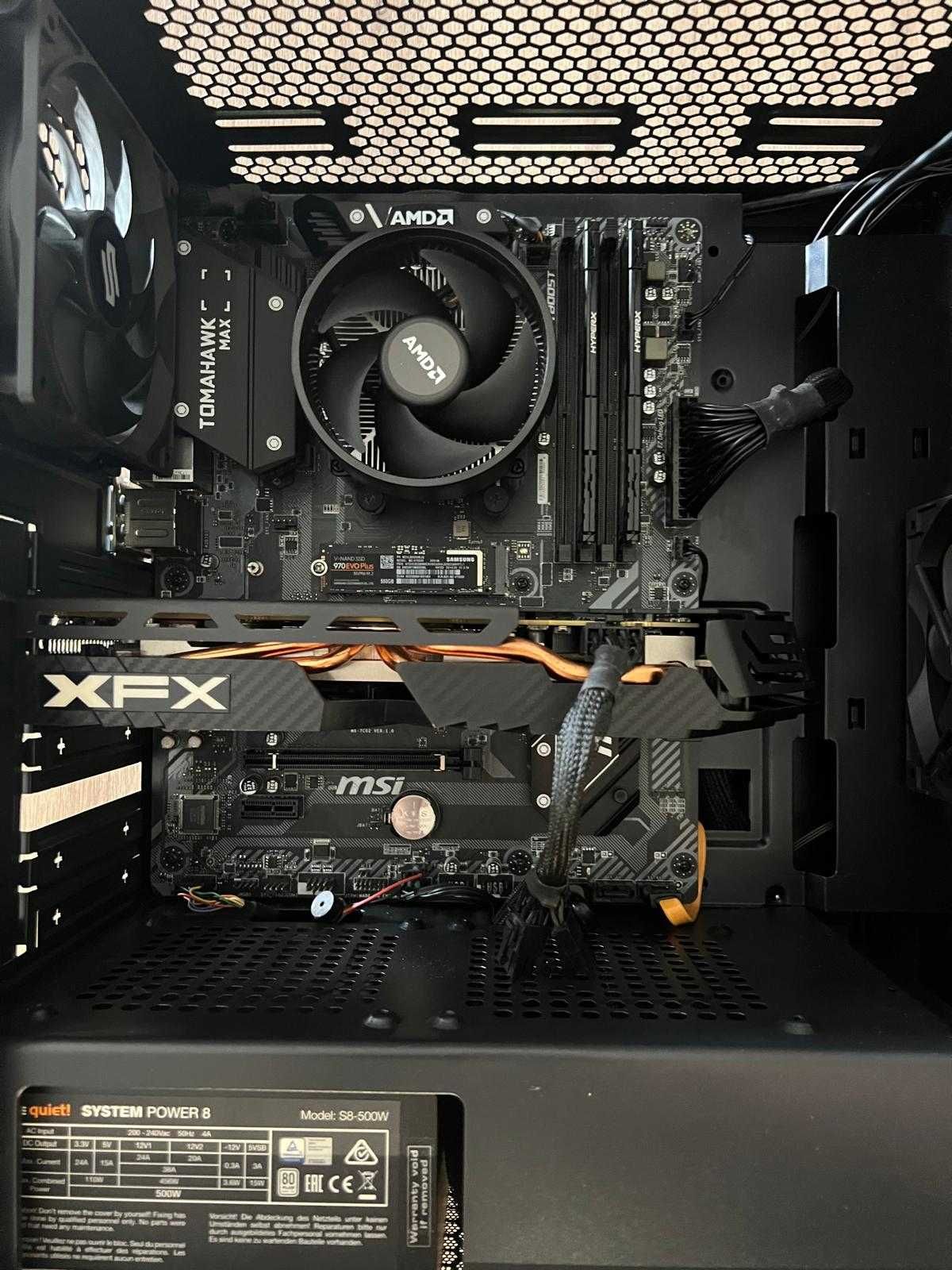 Komputer do gier i nauki Ryzen 5, RX 580, 16GB RAM zakrzywiony monitor