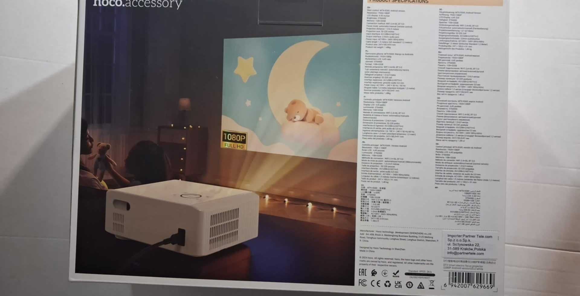 HOCO Projektor LCD Android Wi-Fi 1080P DT3 biały