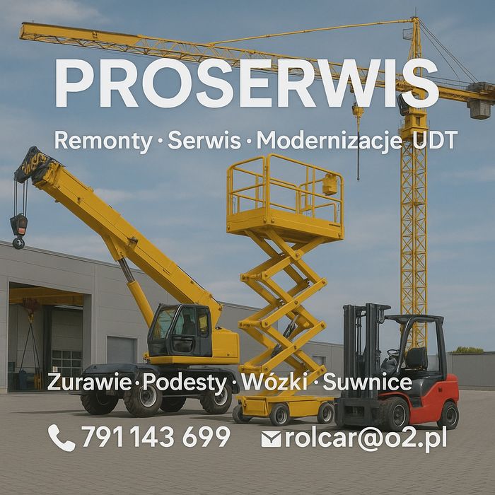 Serwis i naprawa urządzeń UDT – Żurawie, Podesty, Wózki, Windy- Dojazd