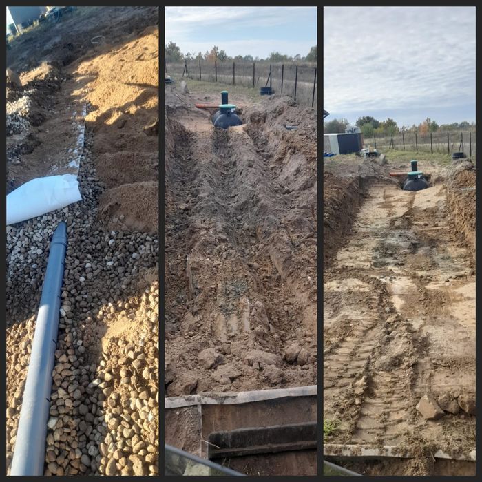 Usługi minikoparka Ziemia Ogrodowa Przyłącza Kanalizacja Oczyszczalnia