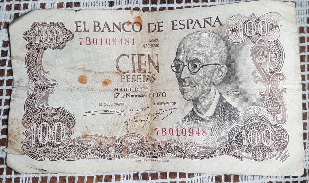 Nota de 100 pesetas Espanha-1970