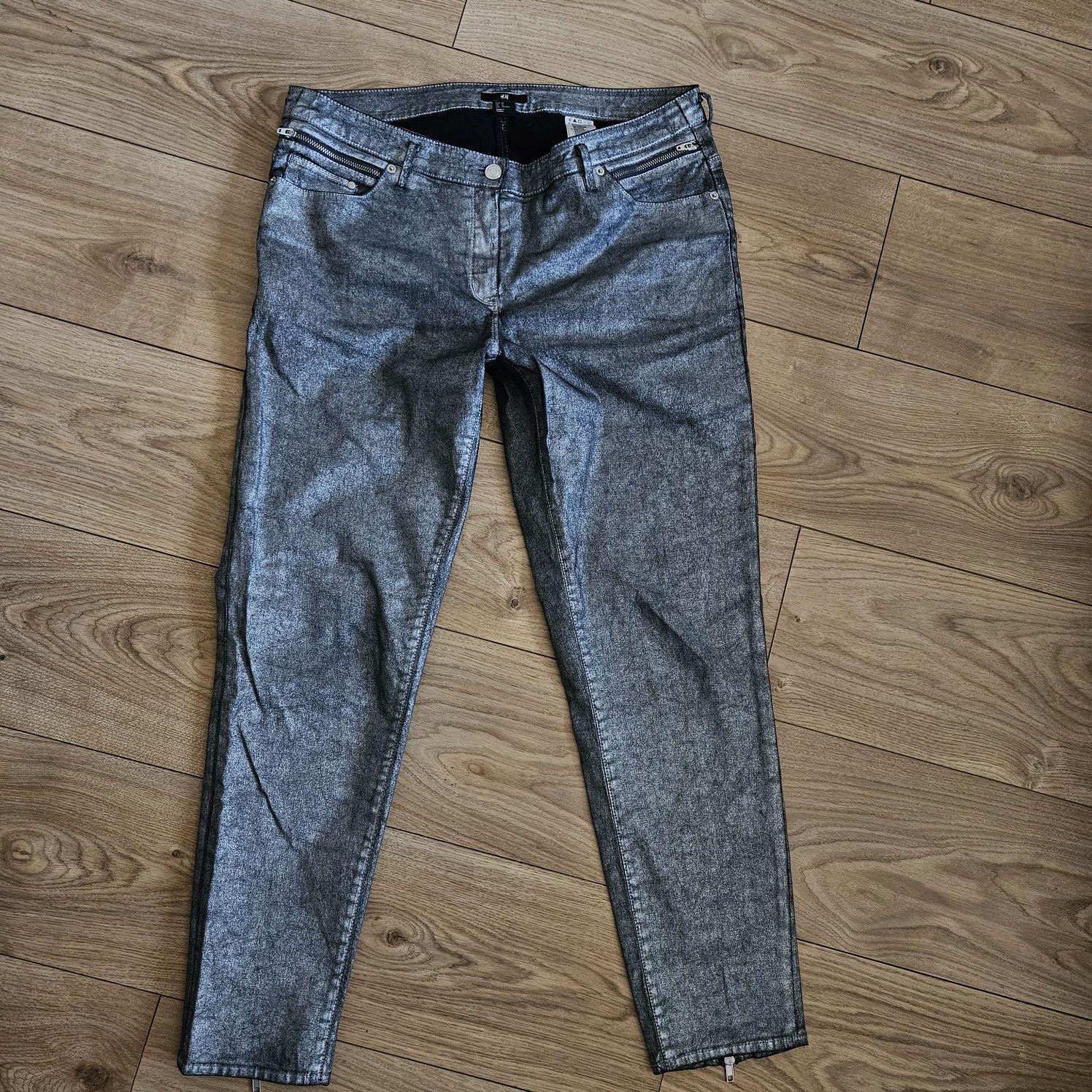 Nowe spodnie h&M czarno srebrne 44 bojówki