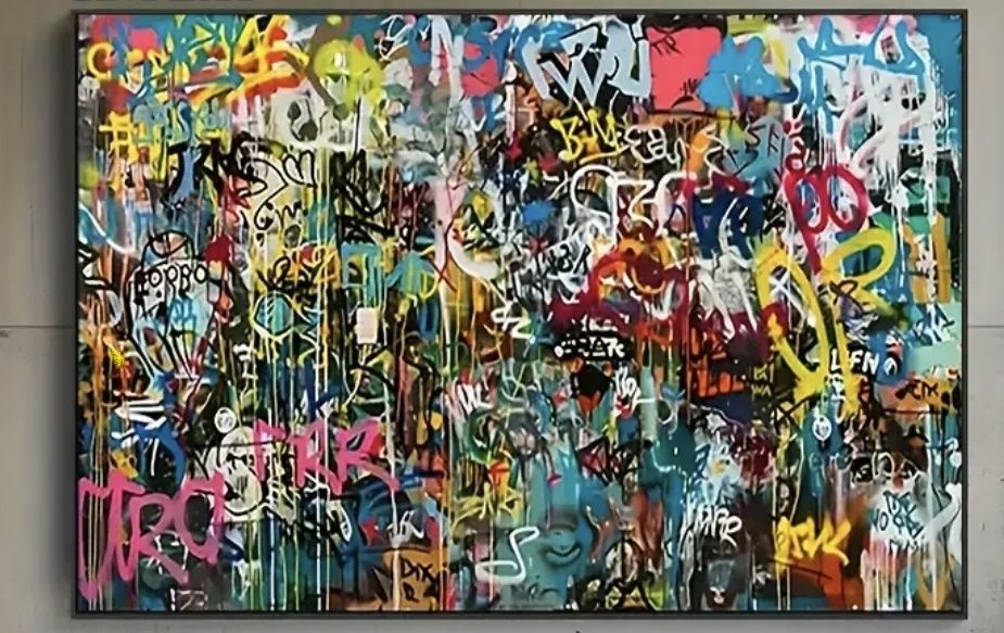 Obraz na płótnie kolorowy graffiti duży 150x100 nowoczesny rama
