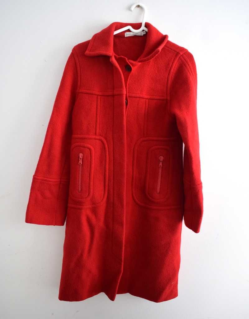 Anna Holtblad s 36 wełniany Pure New Wool 100% płaszcz czerwony 36 s m