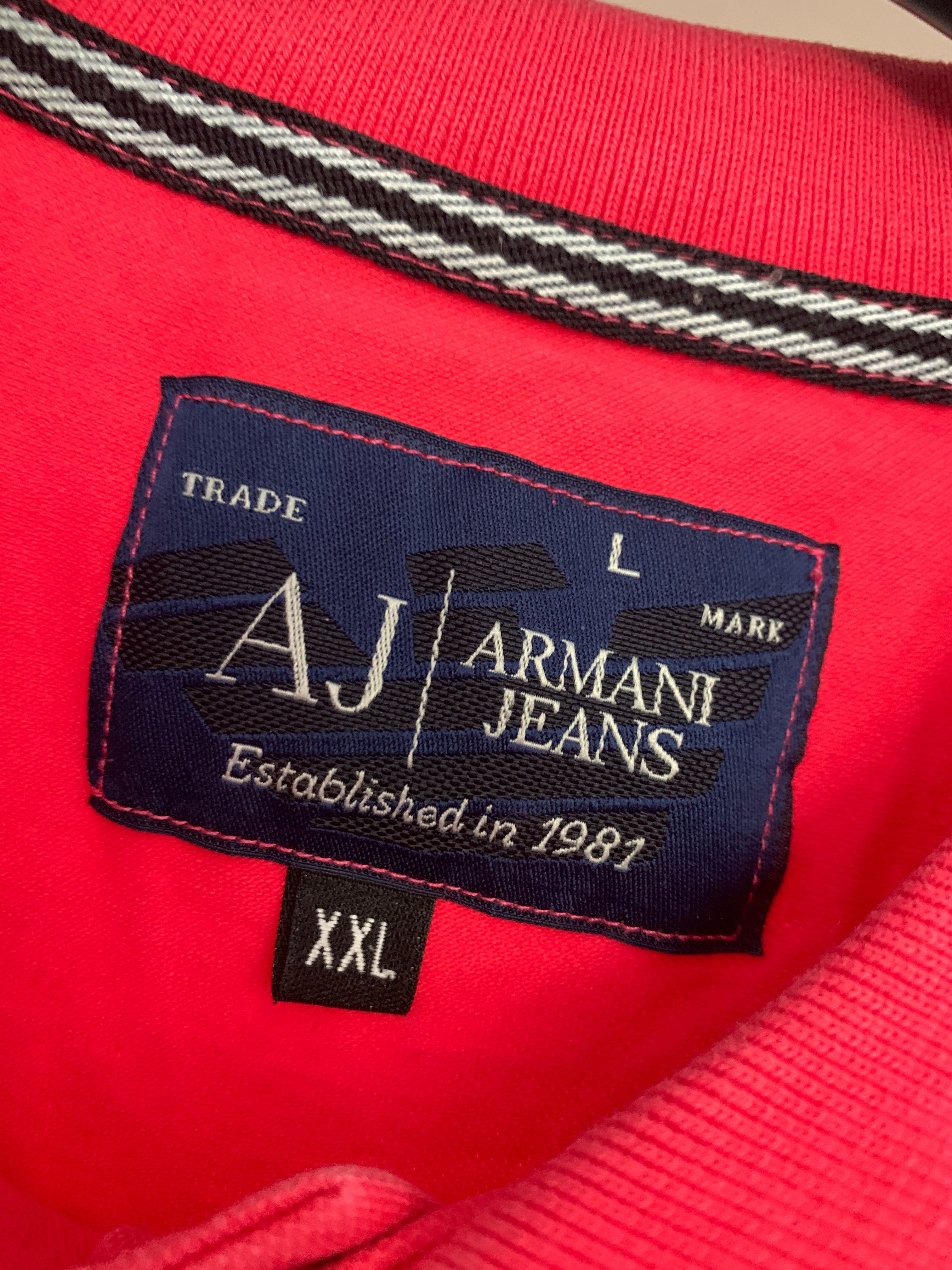Polo połówka meska Armani jeans malinowa xl xxl elegancka